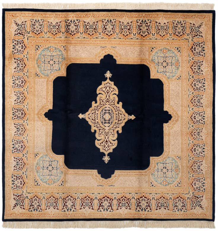 Detail image of 8' 2 x 8' 2 Hand Knotted Kerman Wool Square Rug