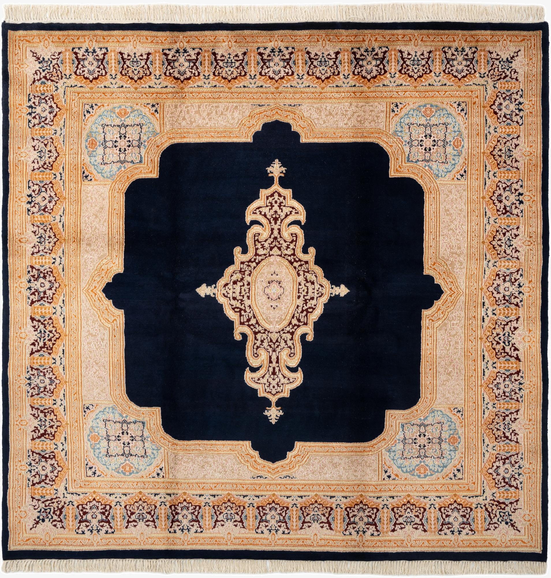 8' 4 x 8' 4  Hand Knotted Kerman Wool Square Rug