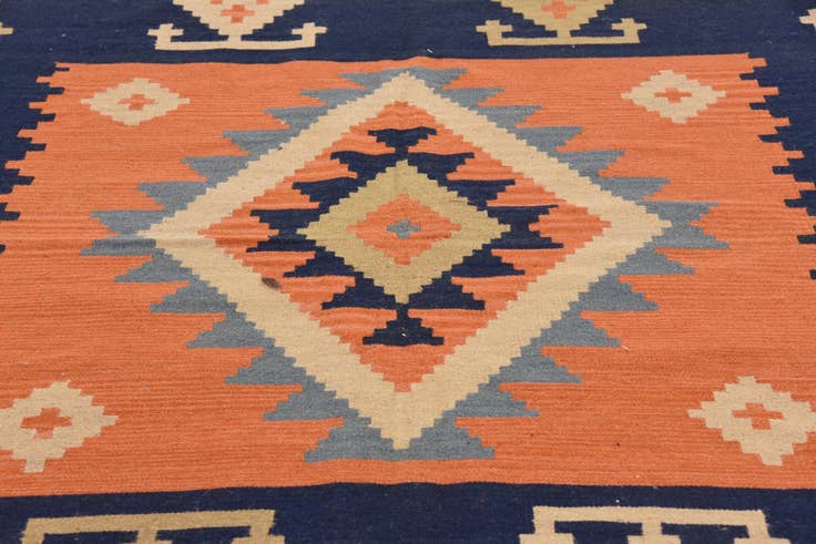 Detail image of 6' 6 x 6' 7 Hand Woven Kilim Dhurrie Wool Square Rug