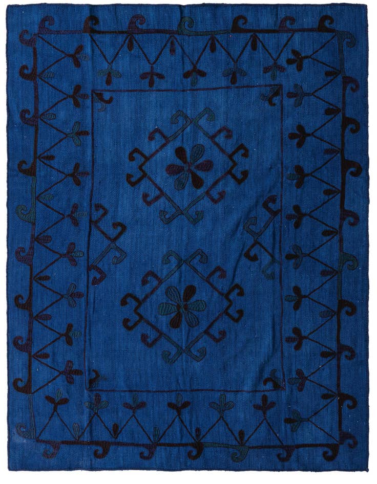 Detail image of 6' x 7' 4 Hand Woven Kilim Suzani Wool Square Rug