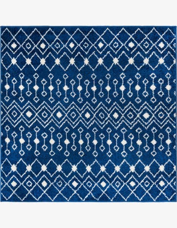 Navy Blue Moroccan Trellis Square Rug
