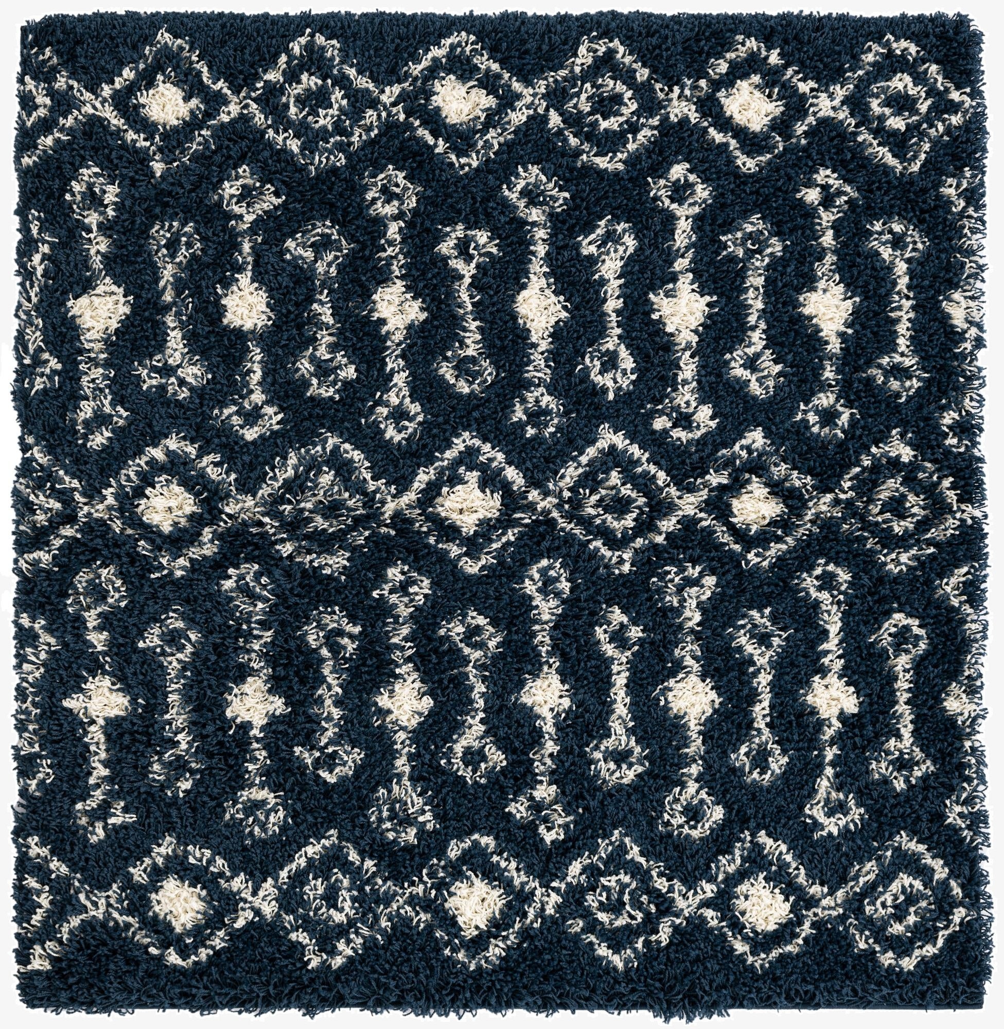 140cm x 145cm Moroccan Trellis Shag Square Rug
