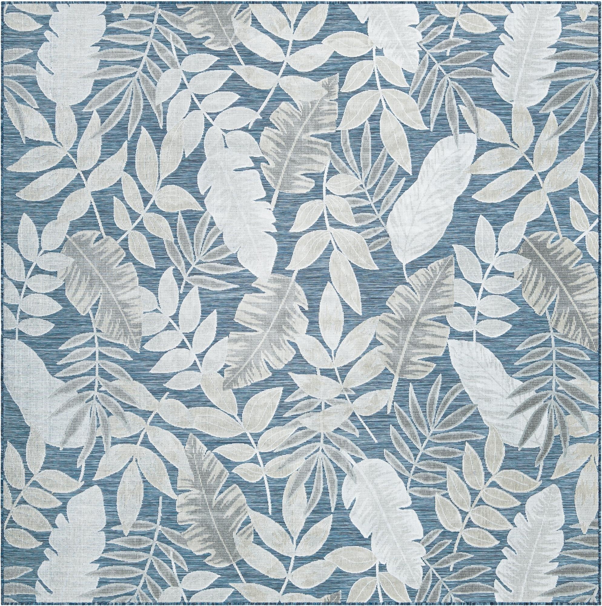 8' 2 x 8' 2  Washable Botanical Indoor / Outdoor Square Rug