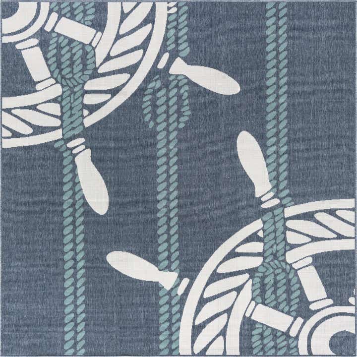 7' 10 x 7' 10 Easy-Clean Coastal Indoor / Outdoor Square Rug
