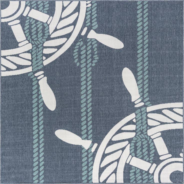 Detail image of 7' 10 x 7' 10 Easy-Clean Coastal Indoor / Outdoor Square Rug