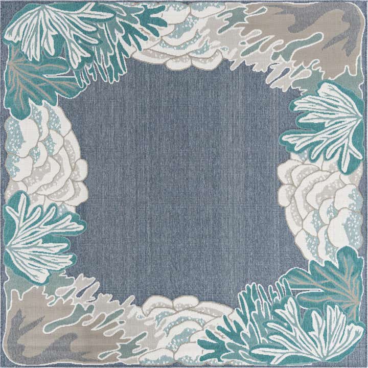 7' 10 x 7' 10 Easy-Clean Coastal Indoor / Outdoor Square Rug