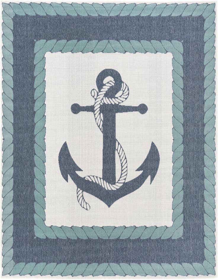 Detail image of 7' 10 x 7' 10 Easy-Clean Coastal Indoor / Outdoor Square Rug
