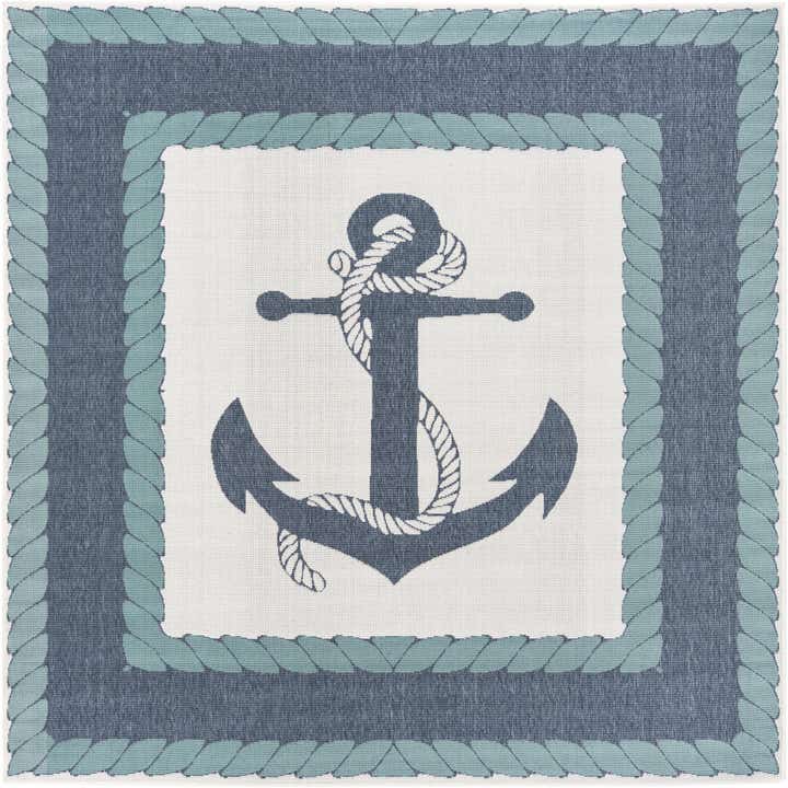 7' 10 x 7' 10 Easy-Clean Coastal Indoor / Outdoor Square Rug