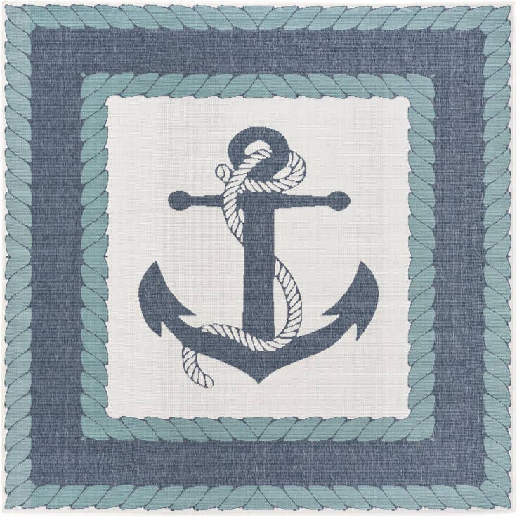Detail image of 7' 10 x 7' 10 Easy-Clean Coastal Indoor / Outdoor Square Rug