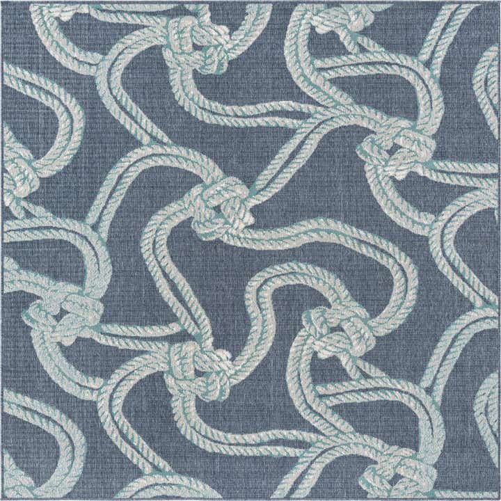7' 10 x 7' 10 Easy-Clean Coastal Indoor / Outdoor Square Rug