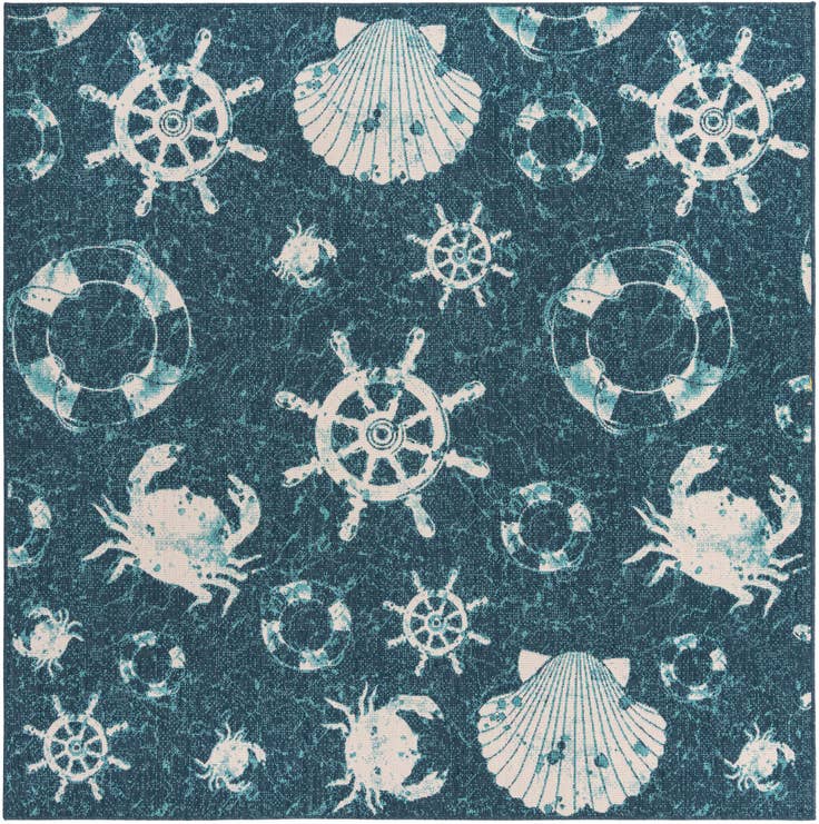 Detail image of 7' 10 x 7' 10 Easy-Clean Coastal Indoor / Outdoor Square Rug