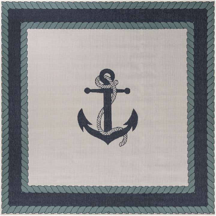 10' x 10' Easy-Clean Coastal Indoor / Outdoor Square Rug