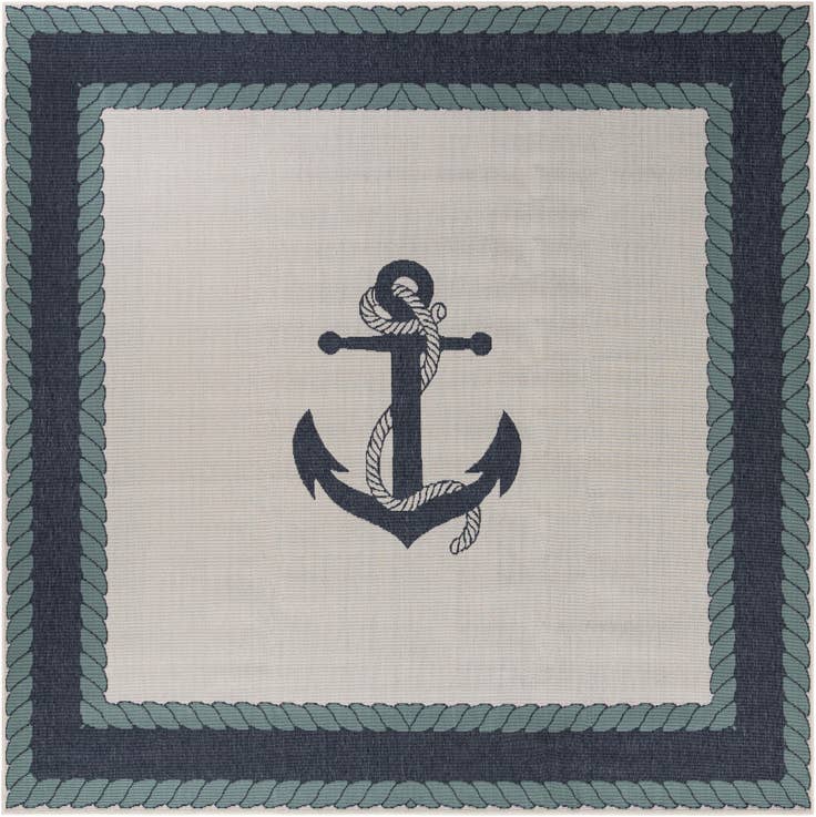 Detail image of 10' x 10' Easy-Clean Coastal Indoor / Outdoor Square Rug