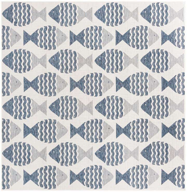 10' x 10' Easy-Clean Coastal Indoor / Outdoor Square Rug