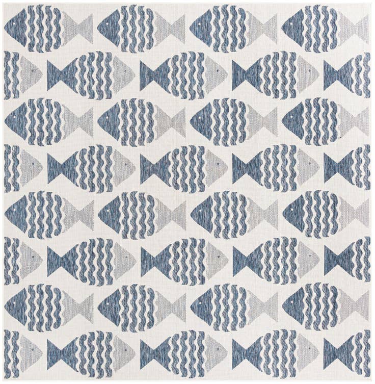 Detail image of 10' x 10' Easy-Clean Coastal Indoor / Outdoor Square Rug
