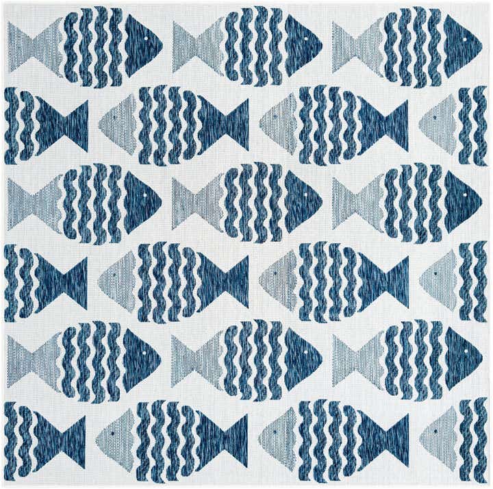 7' 10 x 7' 10 Easy-Clean Coastal Indoor / Outdoor Square Rug