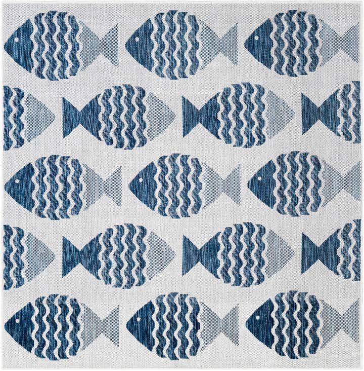 5' 3 x 5' 3 Easy-Clean Coastal Indoor / Outdoor Square Rug