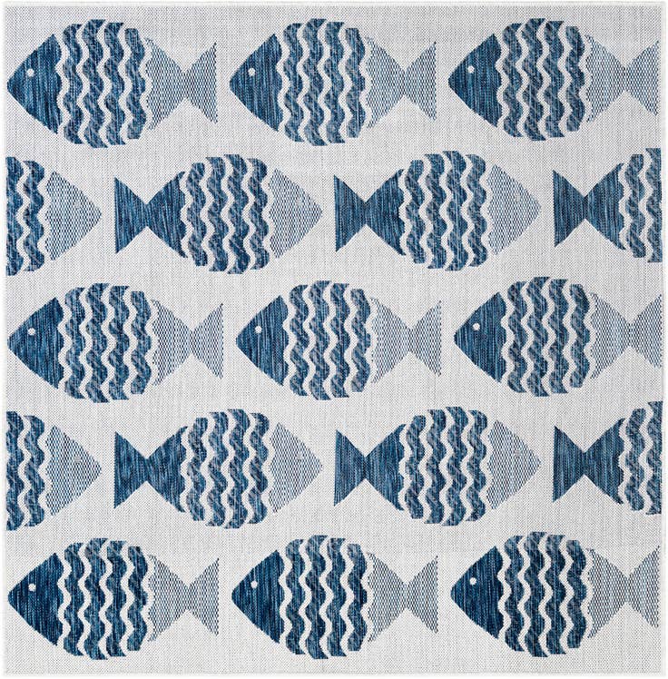 Detail image of 5' 3 x 5' 3 Easy-Clean Coastal Indoor / Outdoor Square Rug
