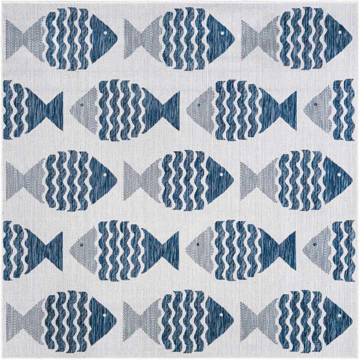 6' x 6' Easy-Clean Coastal Indoor / Outdoor Square Rug