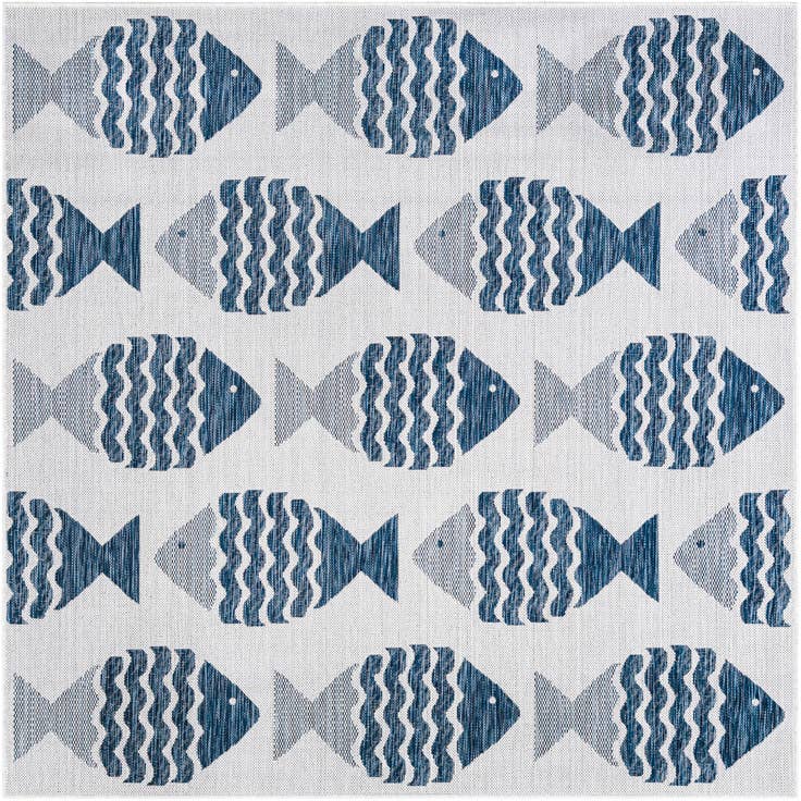 Detail image of 6' x 6' Easy-Clean Coastal Indoor / Outdoor Square Rug
