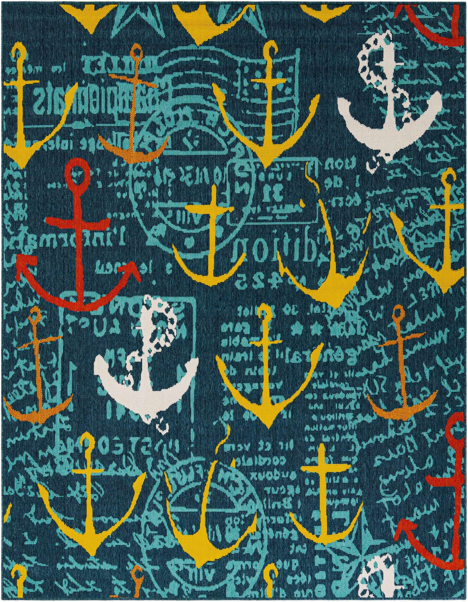 7' 10 x 7' 10 Easy-Clean Coastal Indoor / Outdoor Square Rug