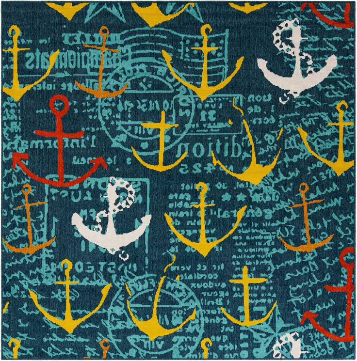 Detail image of 7' 10 x 7' 10 Easy-Clean Coastal Indoor / Outdoor Square Rug