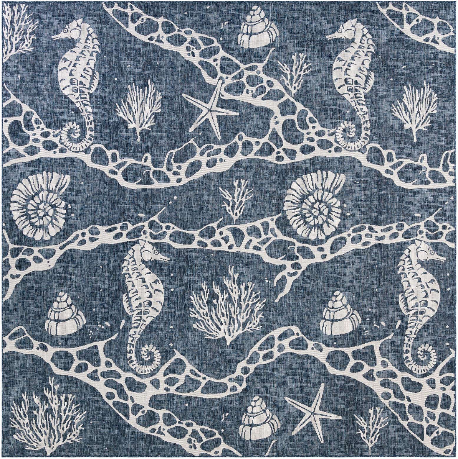 10' x 10' Easy-Clean Coastal Indoor / Outdoor Square Rug