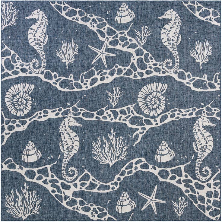 Detail image of 10' x 10' Easy-Clean Coastal Indoor / Outdoor Square Rug
