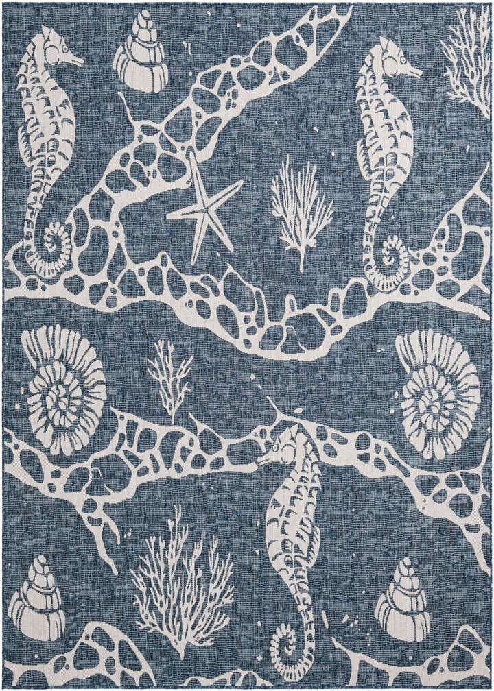 7' 10 x 7' 10 Easy-Clean Coastal Indoor / Outdoor Square Rug