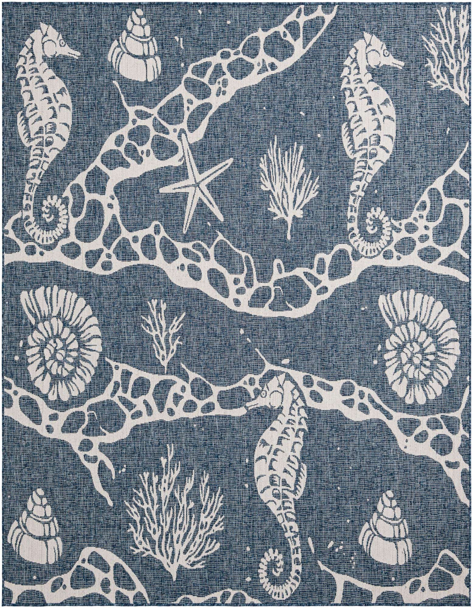 7' 10 x 7' 10 Easy-Clean Coastal Indoor / Outdoor Square Rug