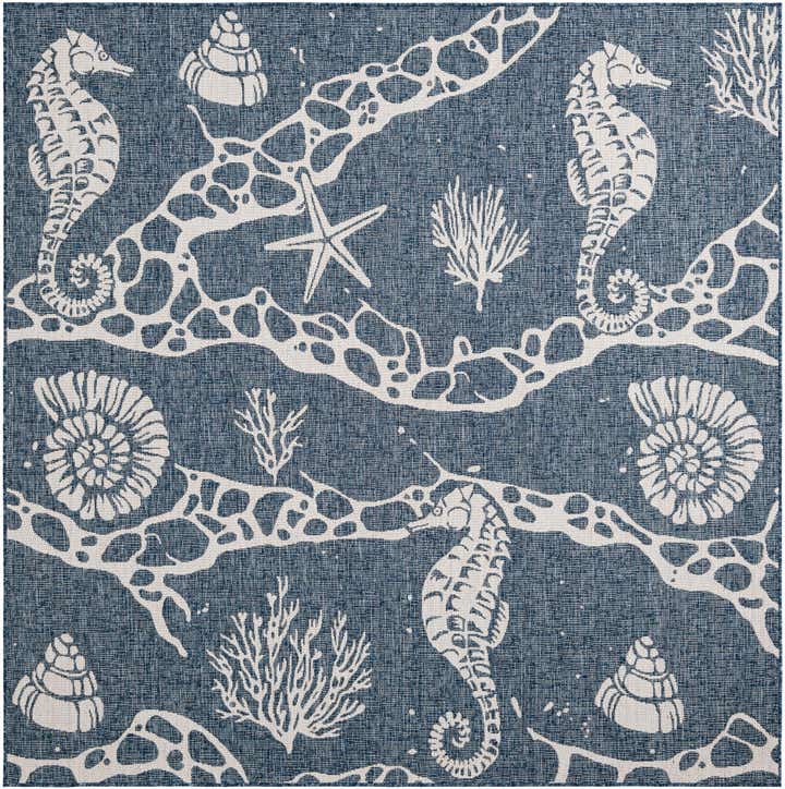 7' 10 x 7' 10 Easy-Clean Coastal Indoor / Outdoor Square Rug