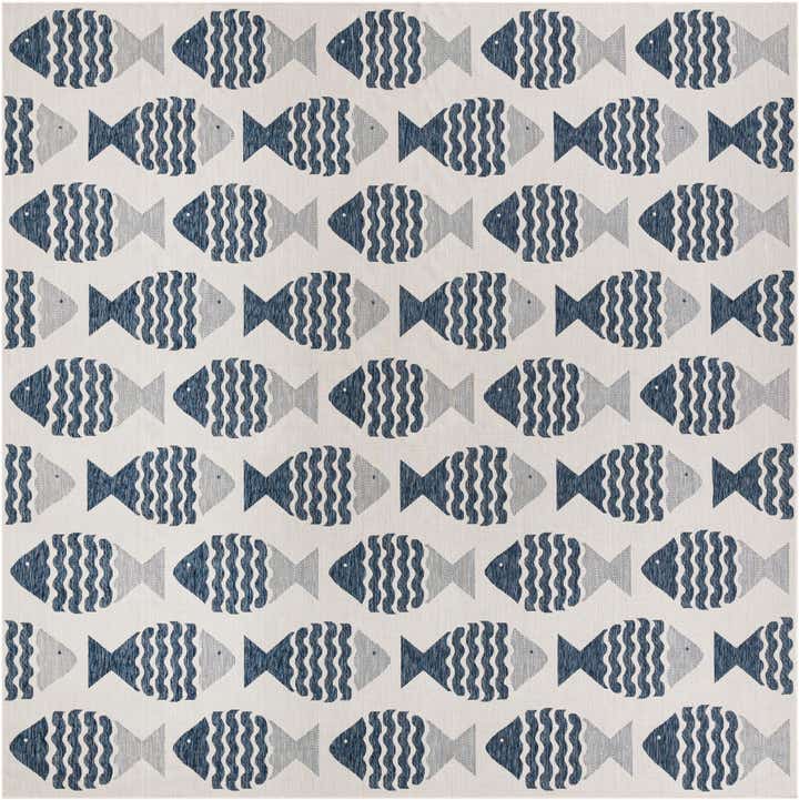 13' x 13' Easy-Clean Coastal Indoor / Outdoor Square Rug