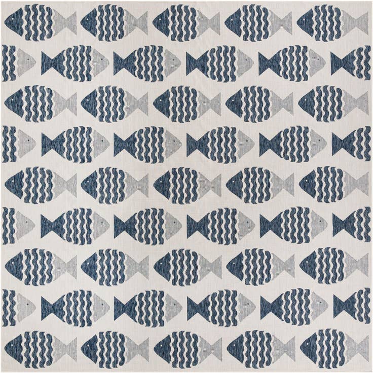 Detail image of 13' x 13' Easy-Clean Coastal Indoor / Outdoor Square Rug