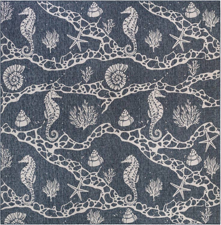 Detail image of 13' x 13' Easy-Clean Coastal Indoor / Outdoor Square Rug