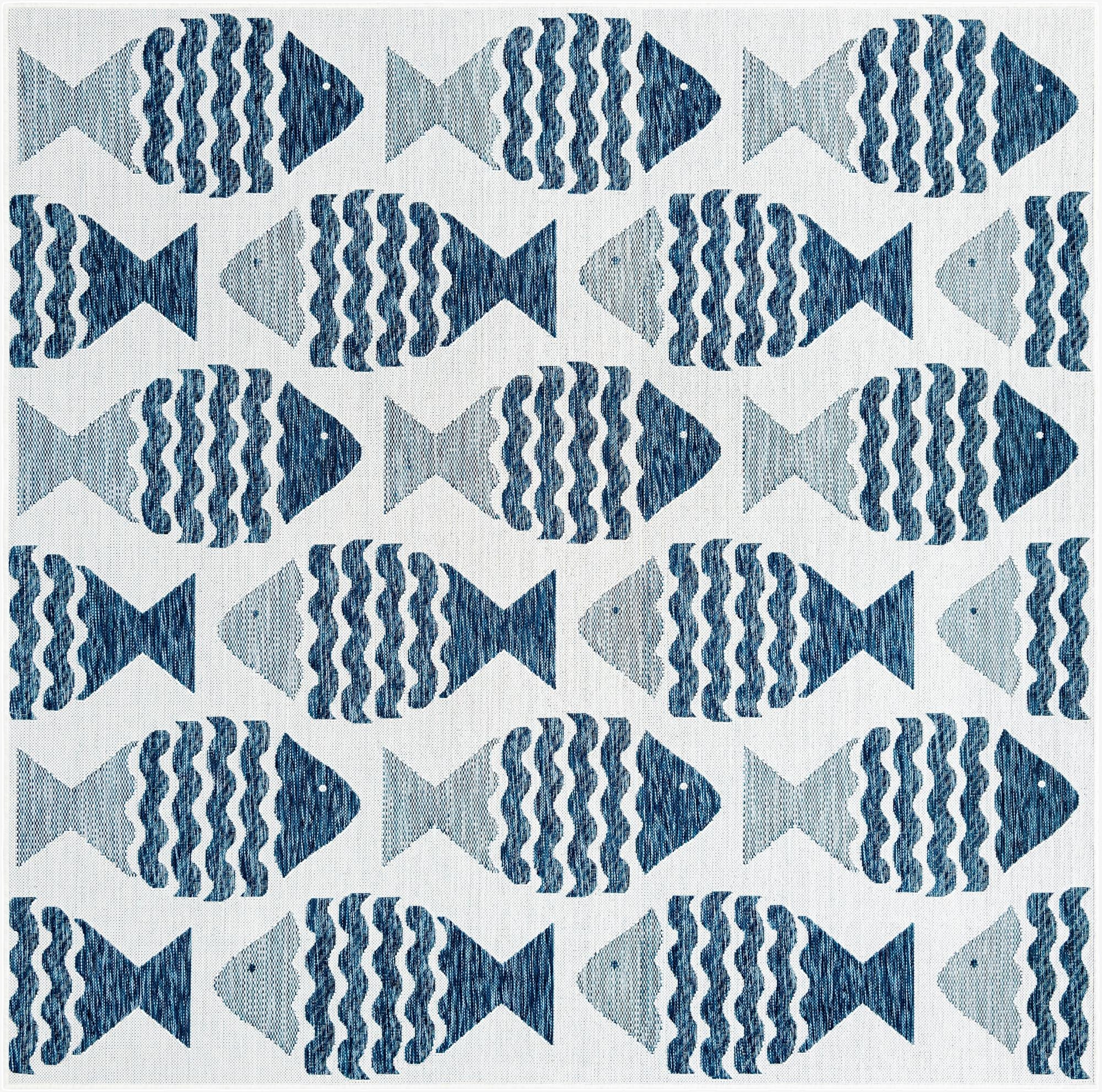 7' 10 x 7' 10  Washable Coastal Indoor / Outdoor Square Rug