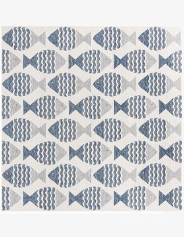 10' x 10' Easy-Clean Coastal Indoor / Outdoor Square Rug