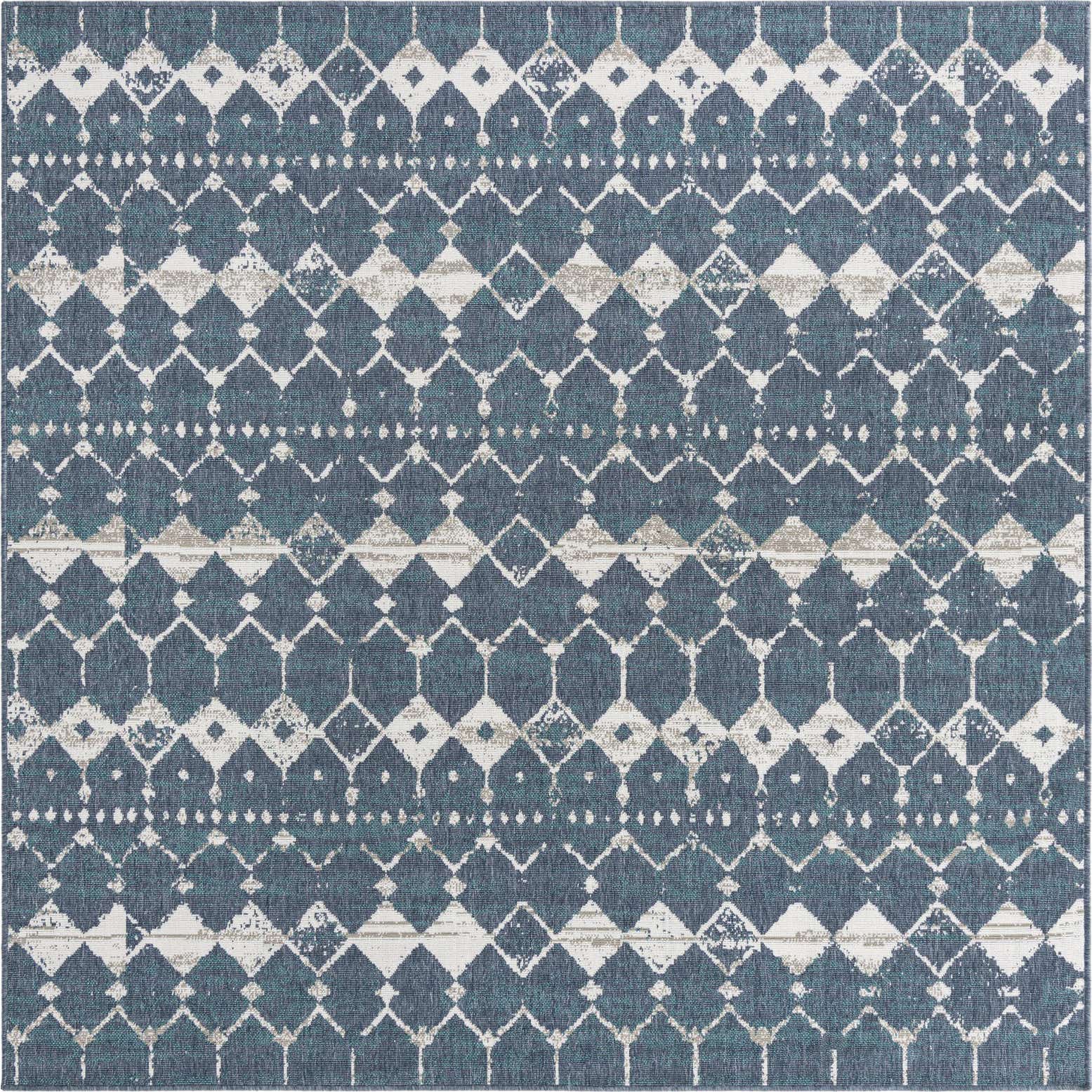 7' 10 x 7' 10 Easy-Clean Lattice Indoor / Outdoor Square Rug