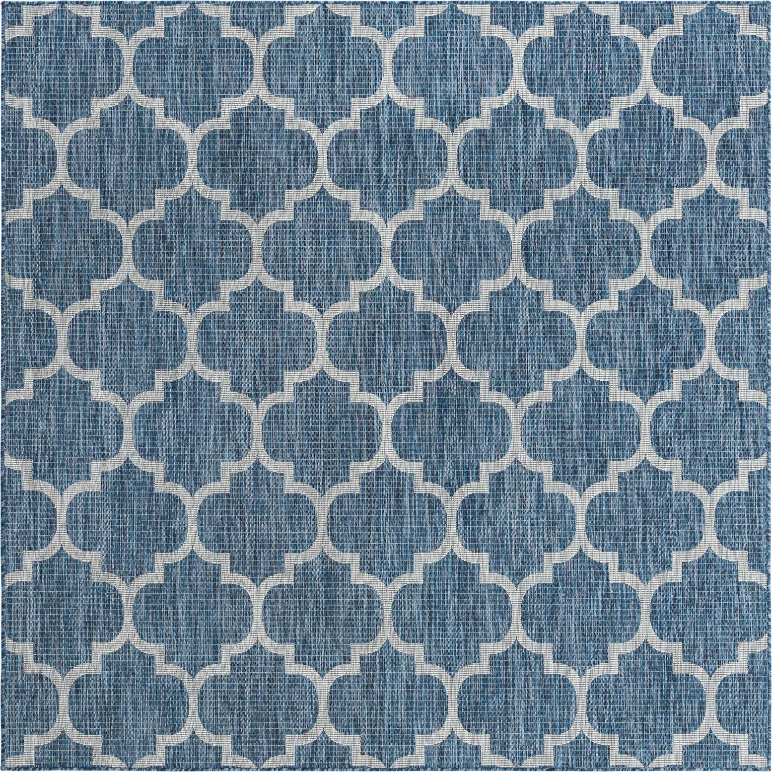7' 10 x 7' 10 Easy-Clean Lattice Indoor / Outdoor Square Rug
