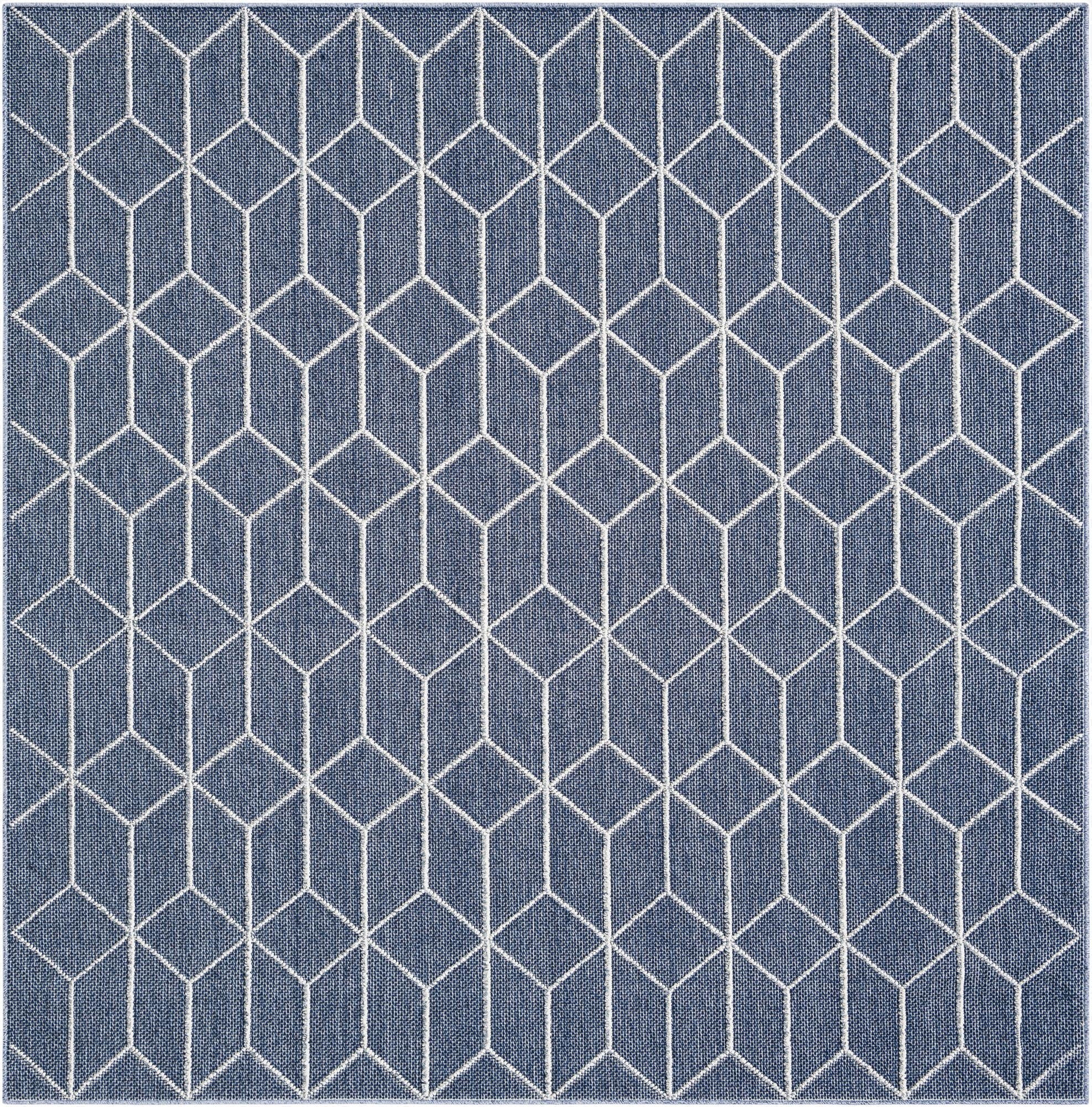 7' 10 x 7' 10 Washable Lattice Indoor / Outdoor Square Rug