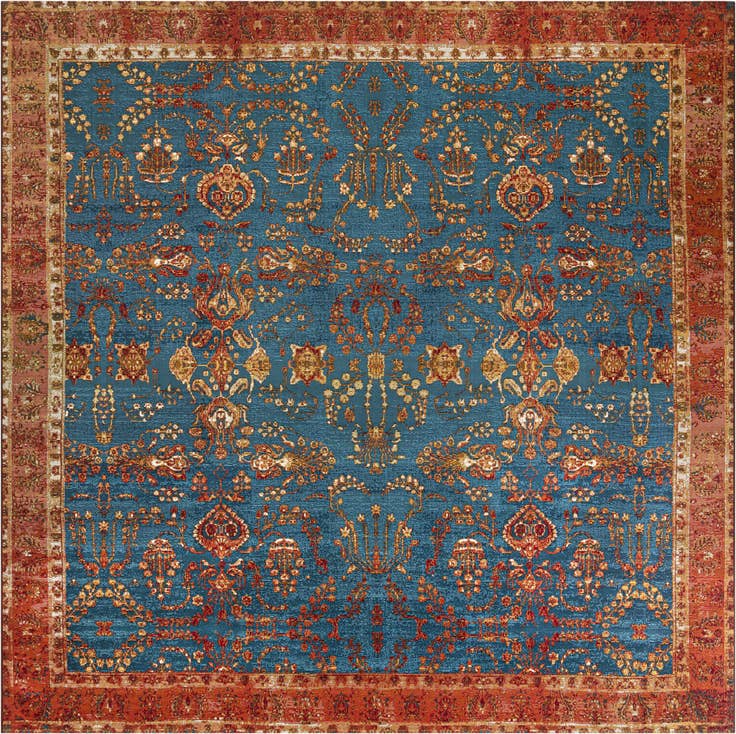 Detail image of 10' x 10' Easy-Clean Traditional Indoor / Outdoor Square Rug