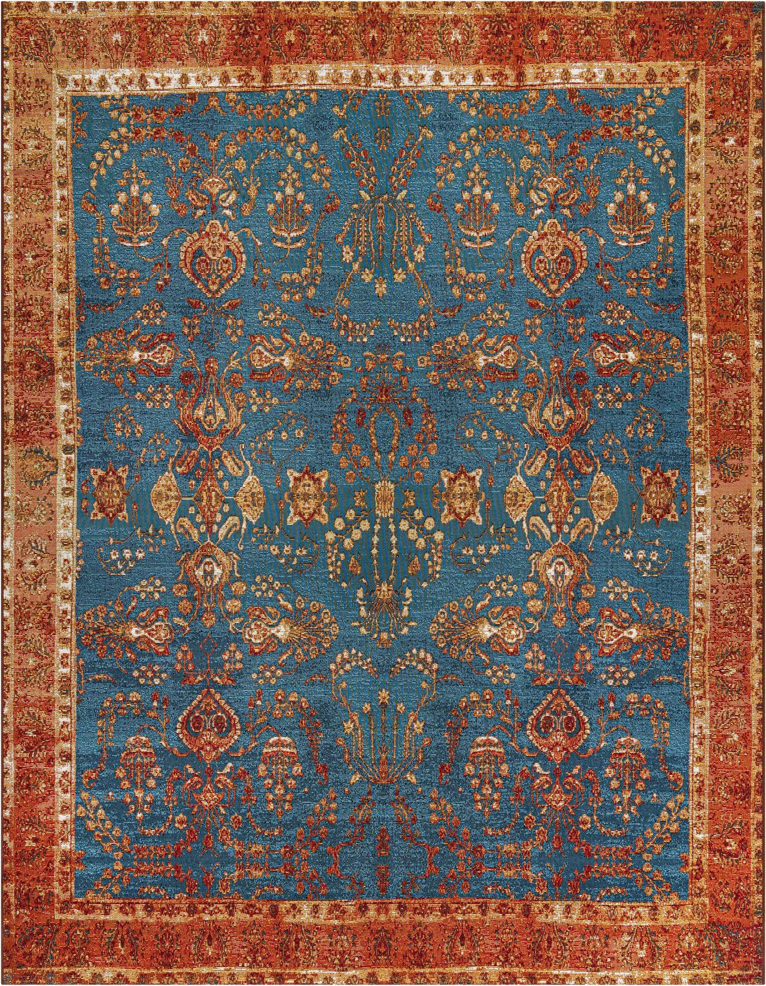 7' 10 x 7' 10 Easy-Clean Traditional Indoor / Outdoor Square Rug