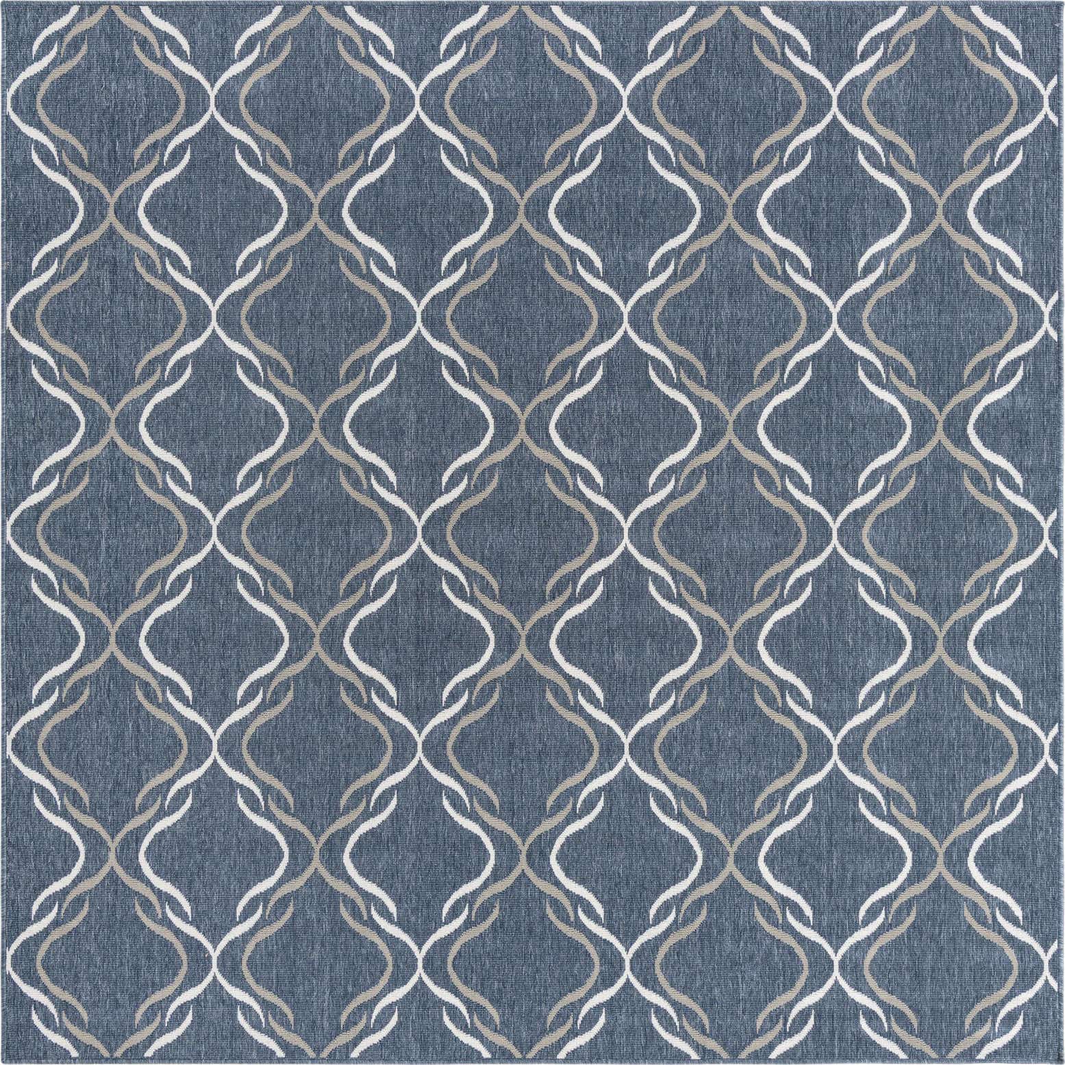 7' 10 x 7' 10 Easy-Clean Trellis Indoor / Outdoor Square Rug