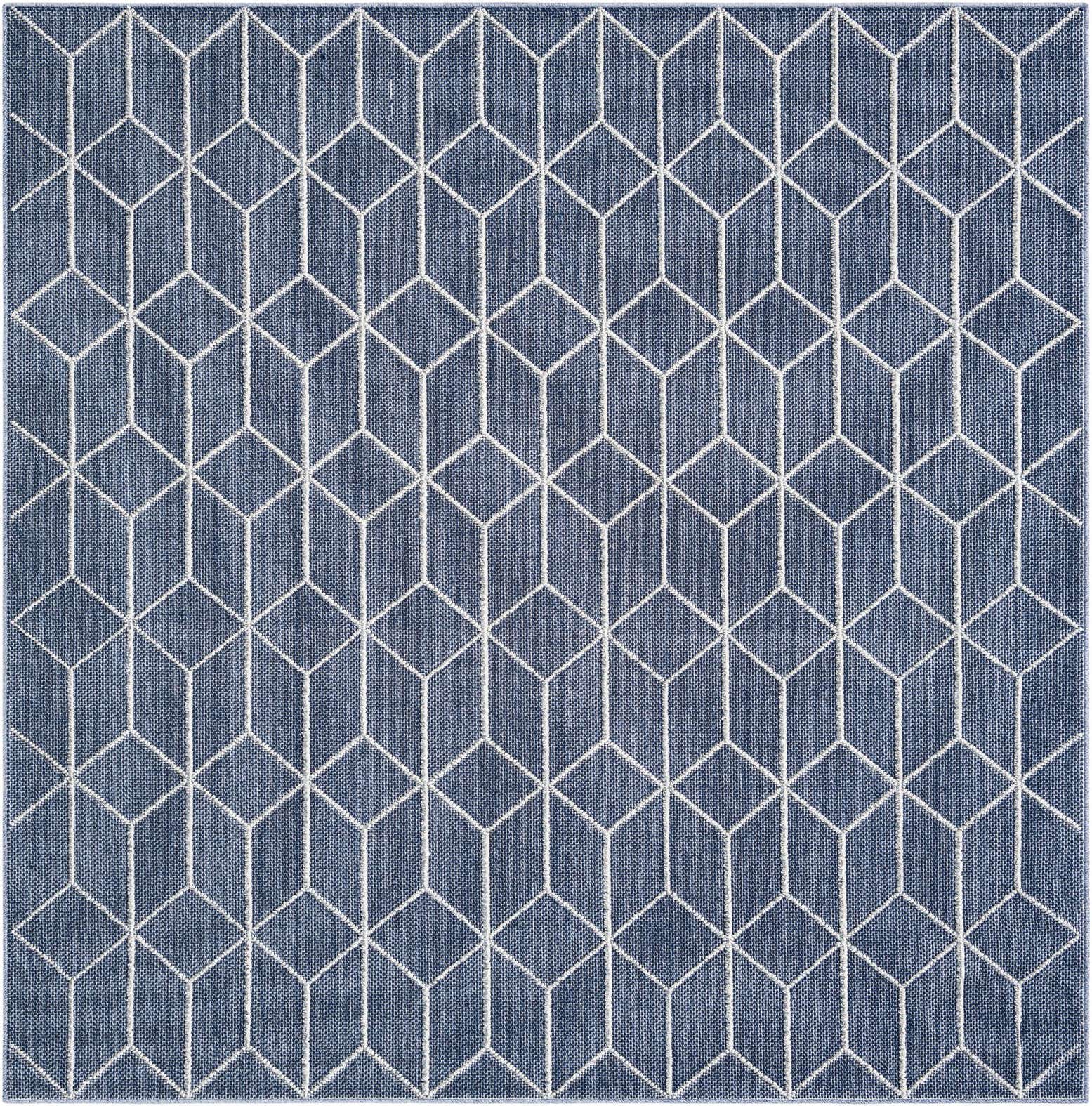 7' 10 x 7' 10 Easy-Clean Trellis Indoor / Outdoor Square Rug
