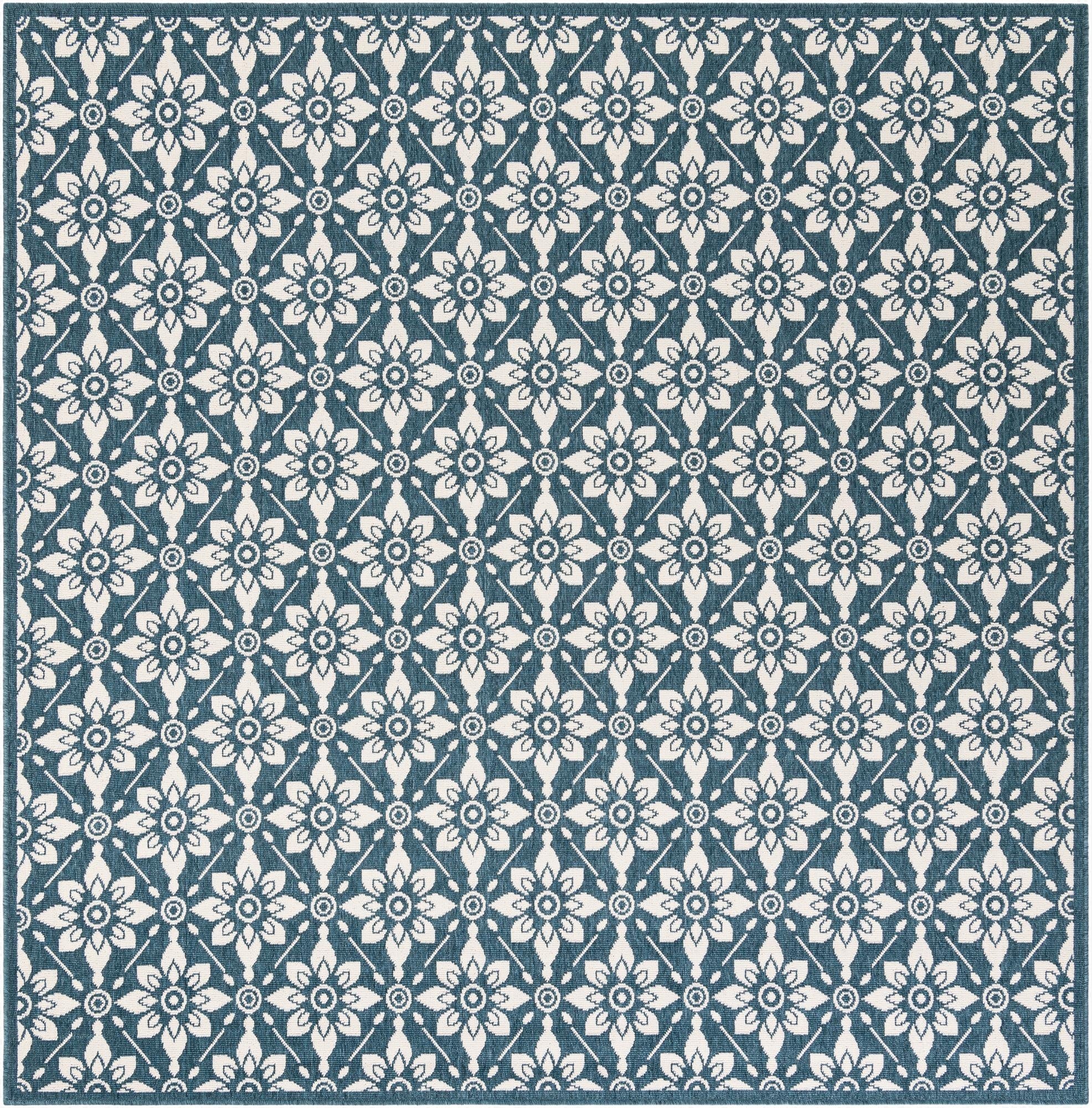 7' 10 x 7' 10  Washable Trellis Indoor / Outdoor Square Rug