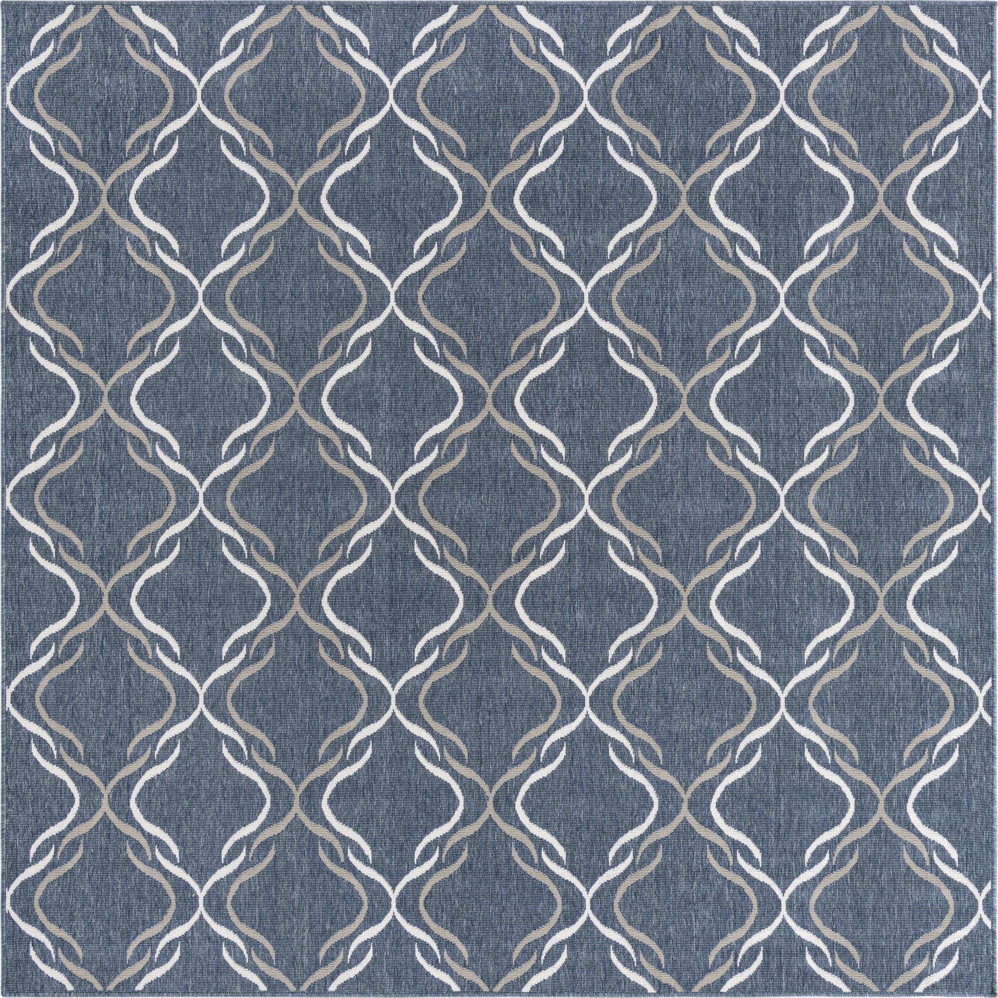 7' 10 x 7' 10  Washable Trellis Indoor / Outdoor Square Rug