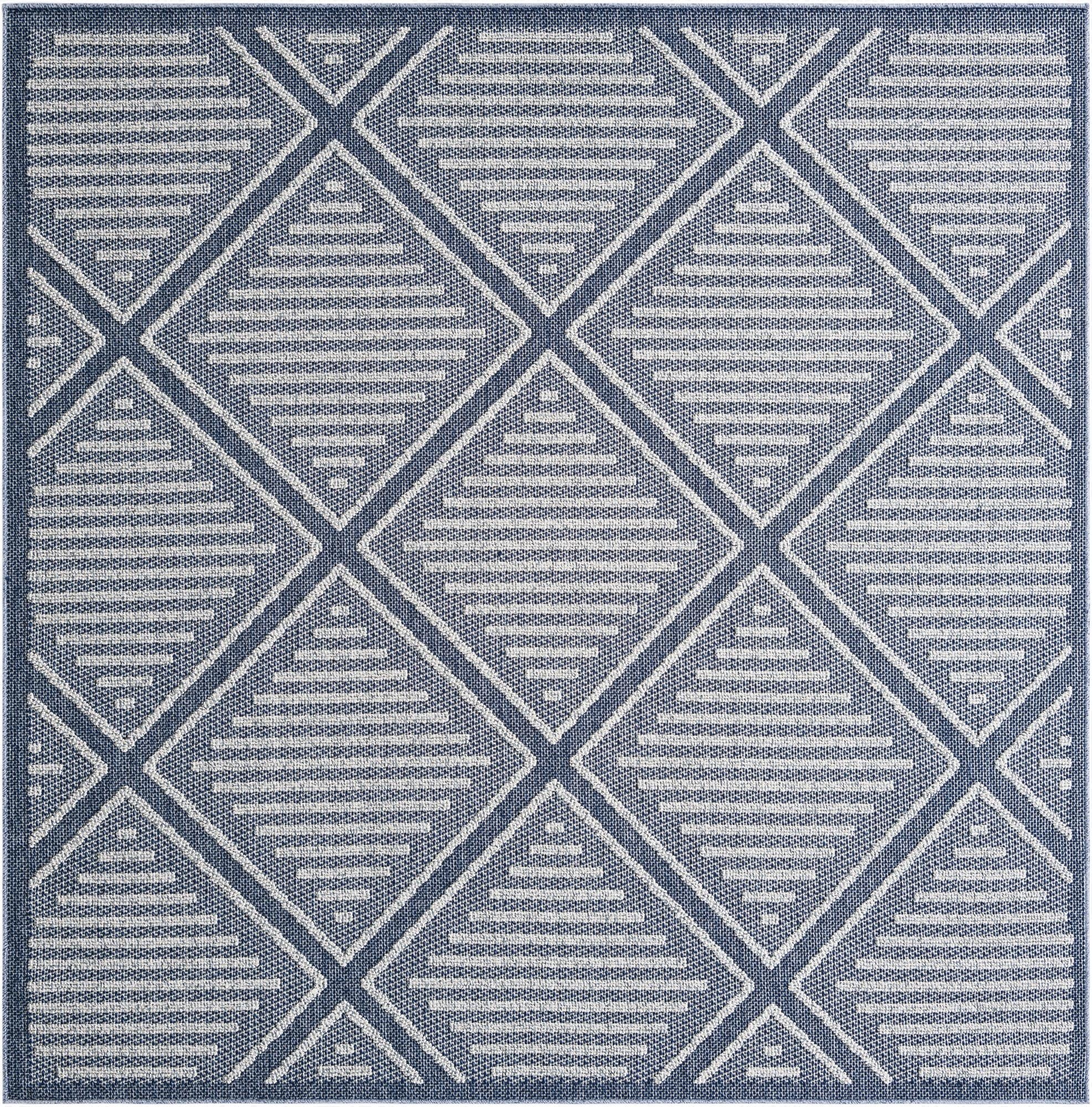 7' 10 x 7' 10  Washable Trellis Indoor / Outdoor Square Rug