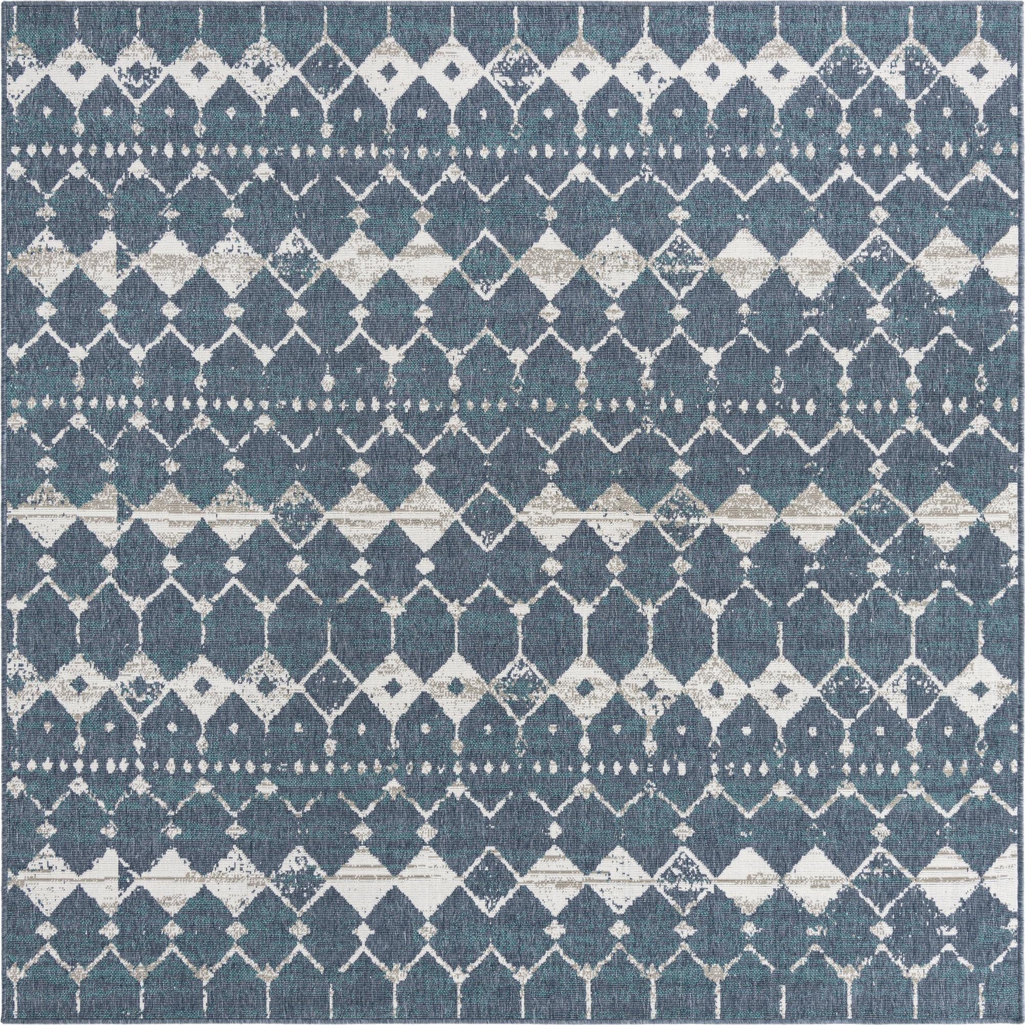 7' 10 x 7' 10  Washable Trellis Indoor / Outdoor Square Rug