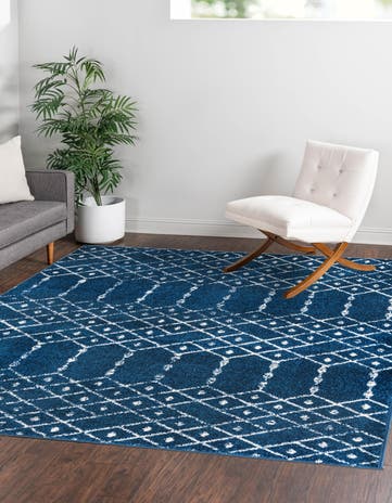 Navy Blue Paxon Trellis Square Rug