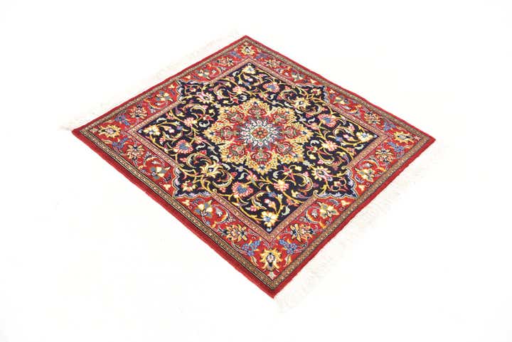 3' 3 x 3' 5 Hand Knotted Qom Persian Wool Square Rug