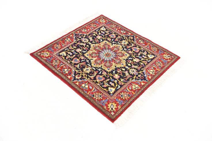 Detail image of 3' 3 x 3' 5 Hand Knotted Qom Persian Wool Square Rug